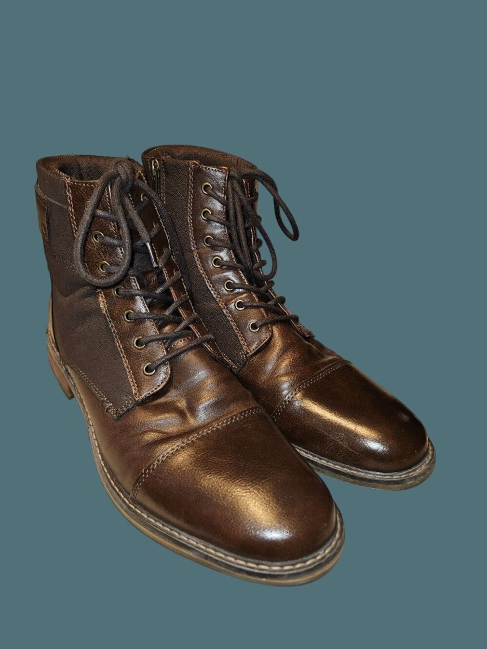 Sonoma Ortholite Eco Simon Brown Cap Toe Lace Up Ankle Boots Side Zipper Men 13M